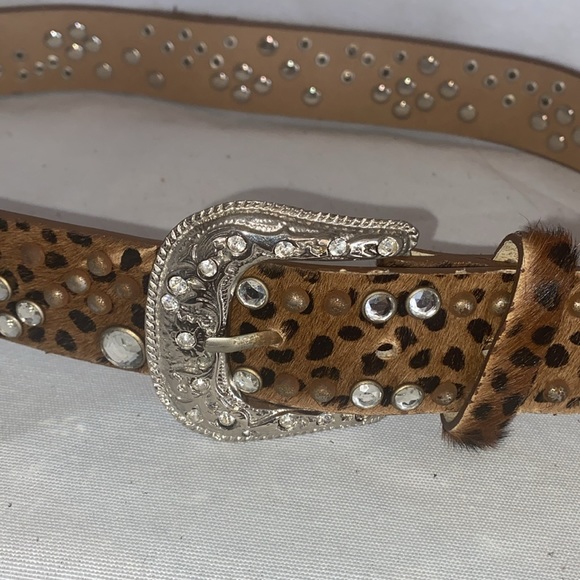 Cara New York Mohair Cheetah w/crystals and bronze beading, Diamond buckle - Picture 4 of 5